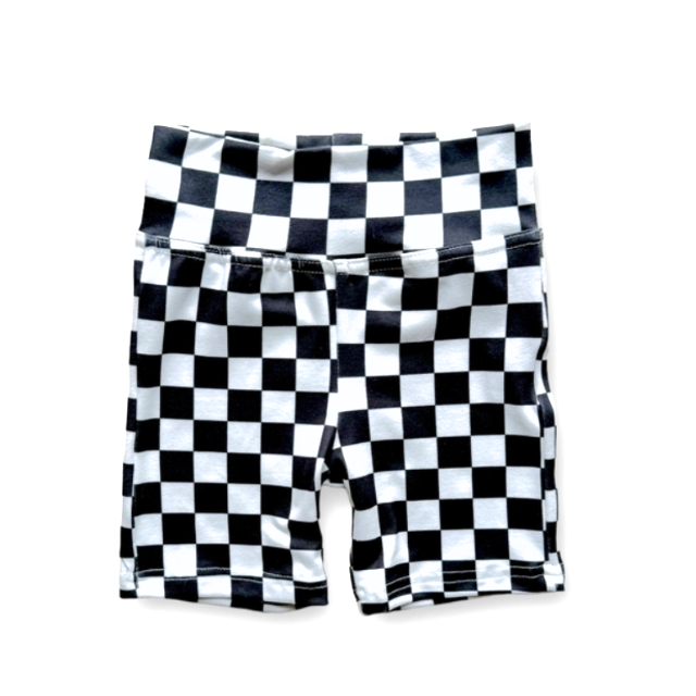 Checkered Biker Shorts  |  Black & White