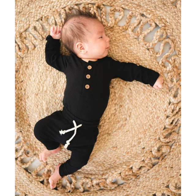 Ribbed Jogger Pants  |  Black  |  0-3 mo